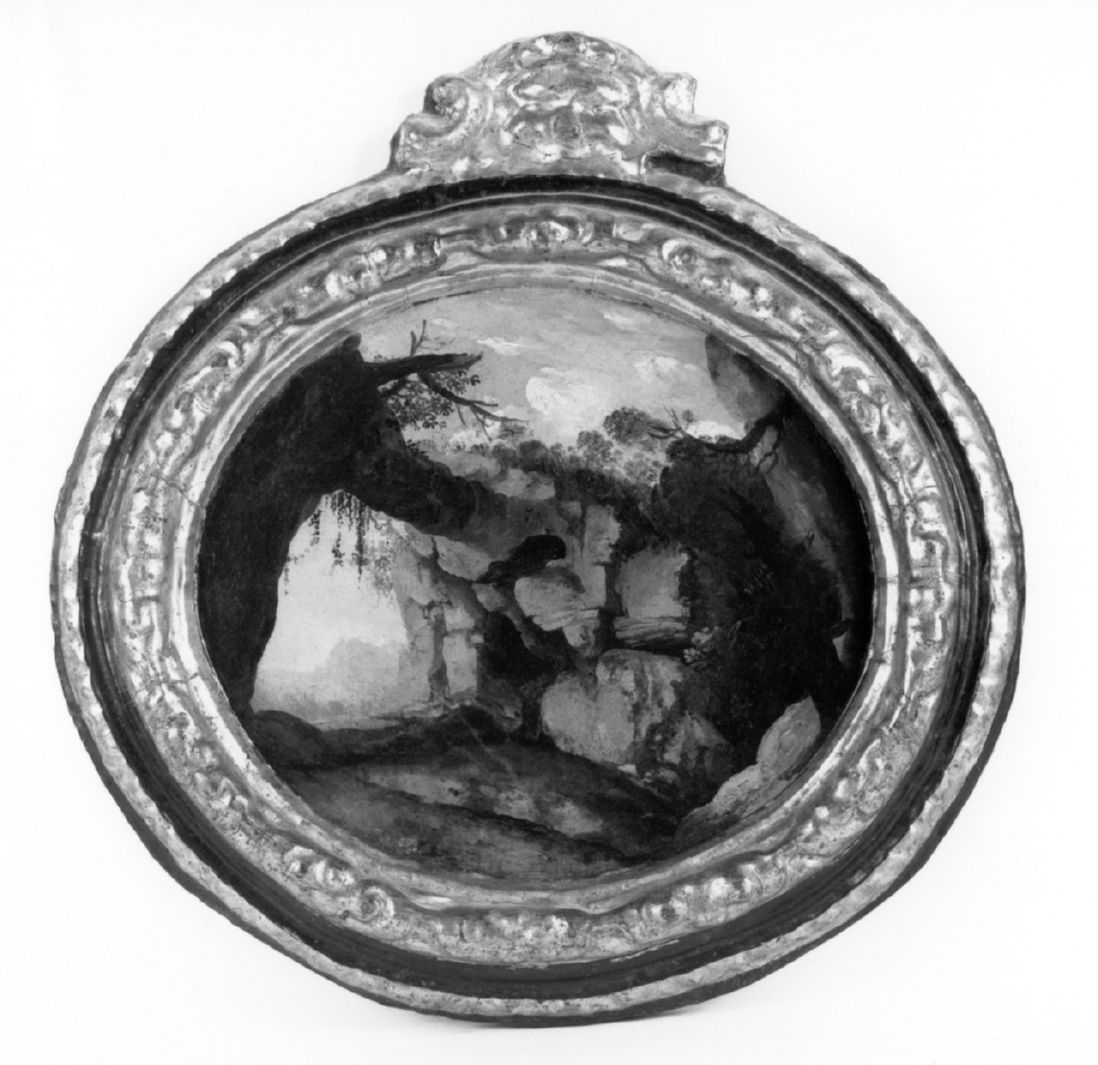 paesaggio roccioso (dipinto, elemento d'insieme) - ambito senese (sec. XVIII)