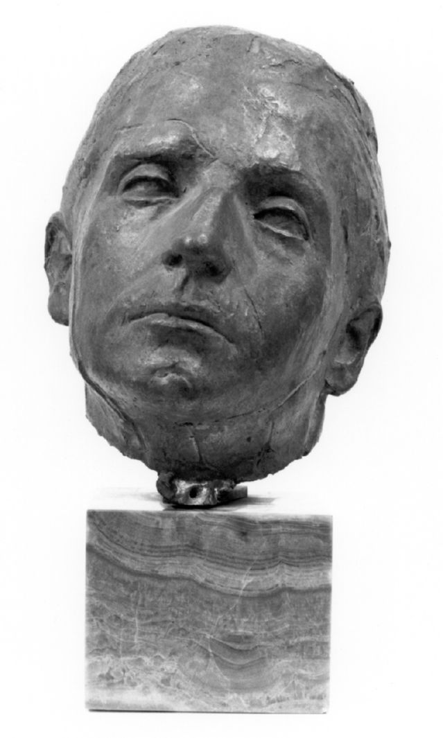 ritratto di Cesare Brandi, testa d'uomo (scultura) di Manzoni Giacomo detto Manzù (sec. XX)