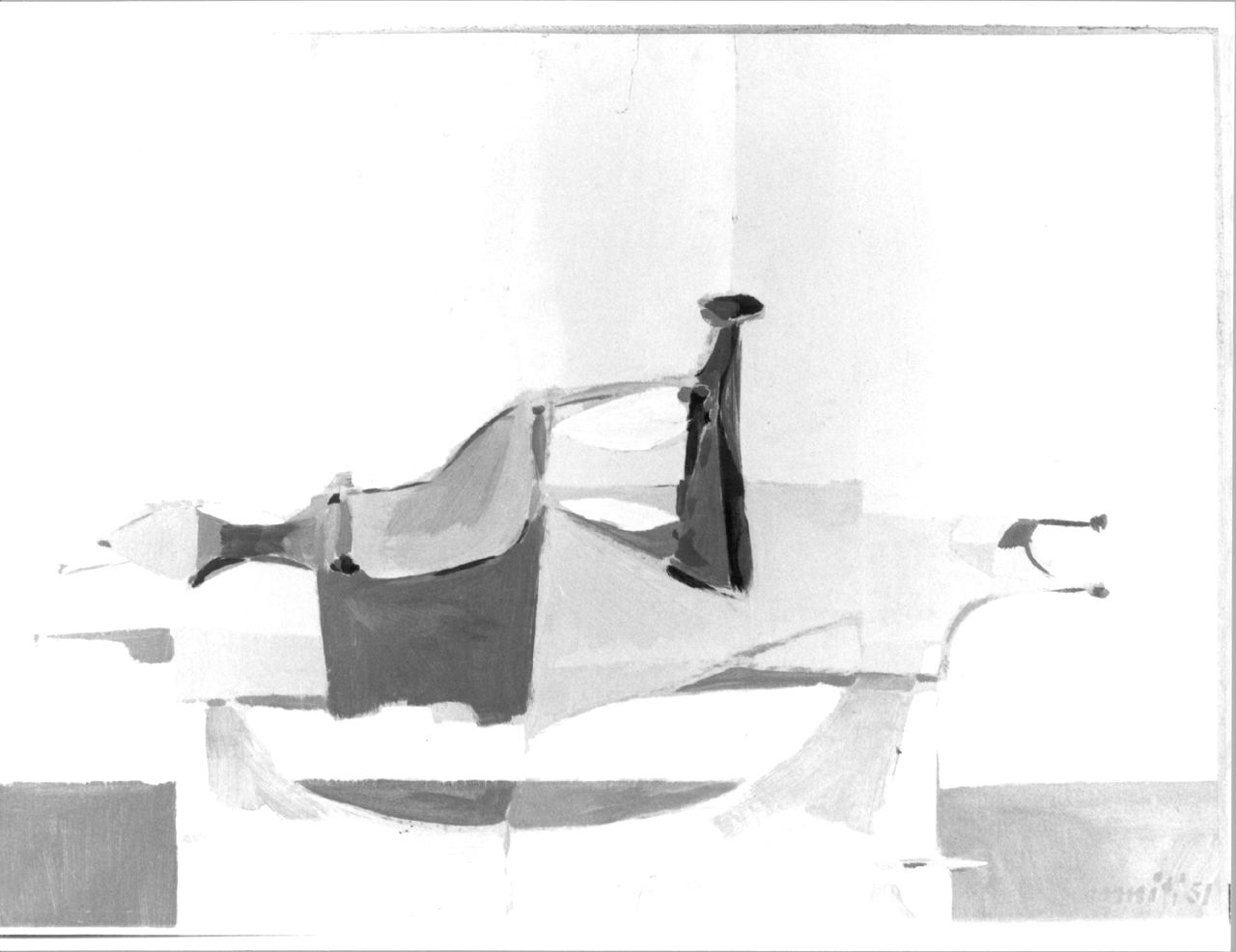 Tavolo, natura morta (dipinto) di Romiti Sergio (sec. XX)