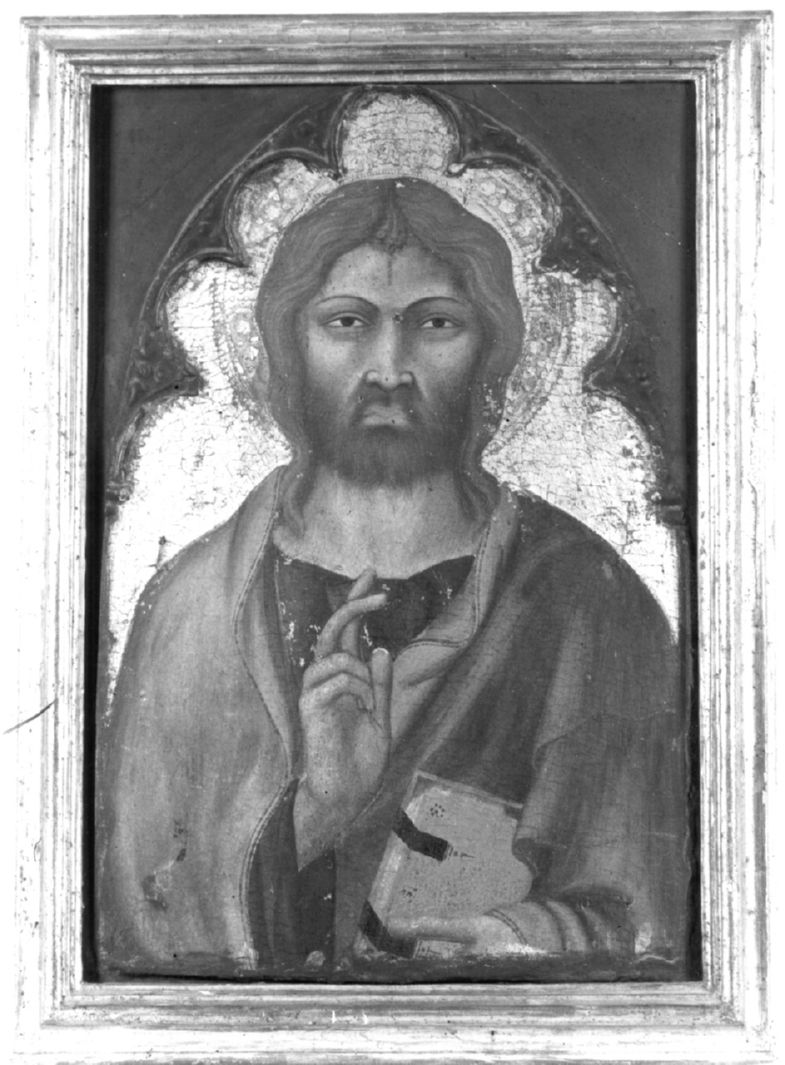 Cristo benedicente (dipinto, frammento) di Taddeo di Bartolo (sec. XIV)