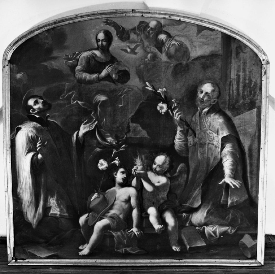 Madonna Immacolata e Dio Padre tra San Filippo e Sant'Ignazio d'Antiochia (dipinto) di Franci Francesco (ultimo quarto sec. XVII)