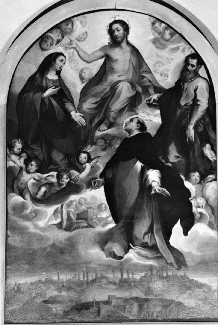 beato Ambrogio Sansedoni invoca la protezione della città di Siena (dipinto) di Vanni Francesco (sec. XVI)