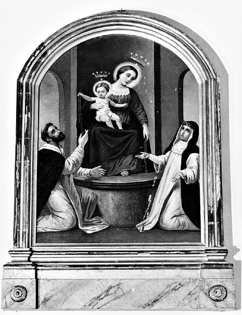 Madonna di Pompei, Madonna del Rosario con San Domenico Santa Caterina da Siena (dipinto) - ambito italiano (sec. XIX)