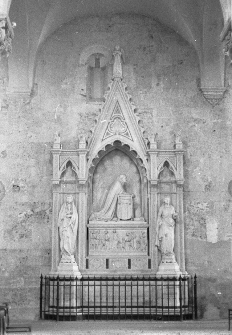 ritratto a figura intera del vescovo Giuseppe Traversi/ Speranza/ Fede (monumento funebre - a edicola) di Sarrocchi Tito (sec. XIX)