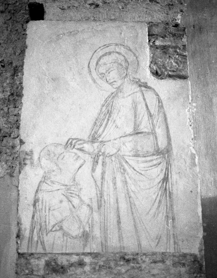 Cristo ridona la vista ad un cieco (sinopia) - ambito toscano (sec. XIV)