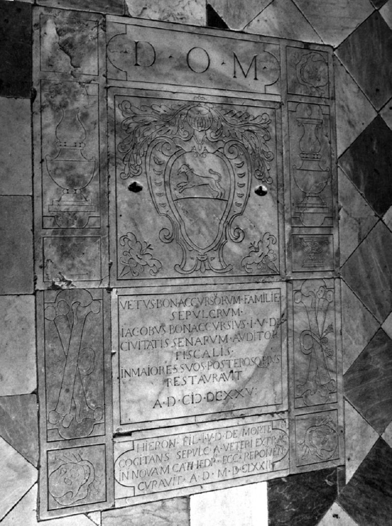 lapide tombale, elemento d'insieme - bottega toscana (sec. XVII)