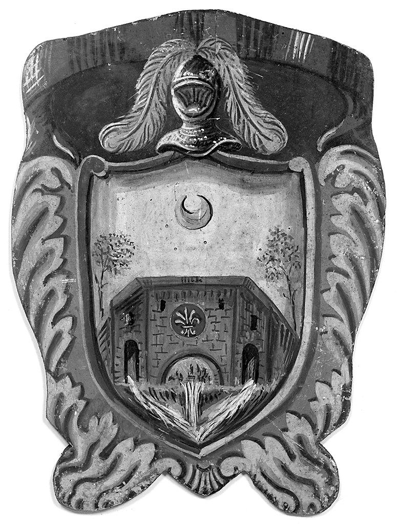 stemma gentilizio della famiglia Passaponti (dipinto, elemento d'insieme) - ambito senese (sec. XX)