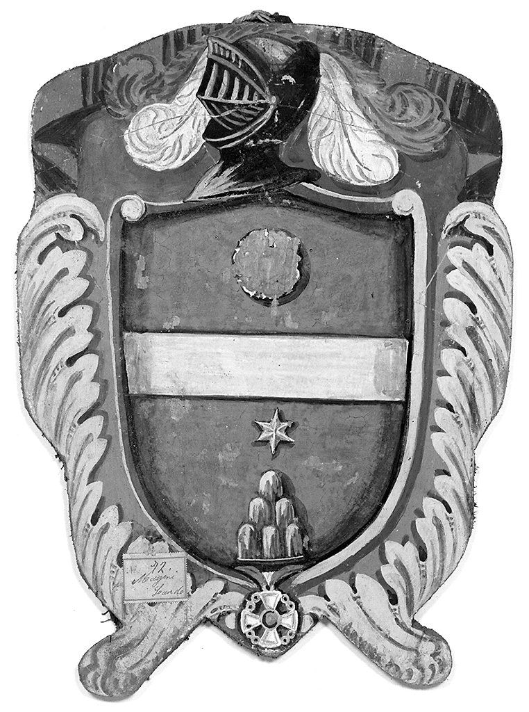 stemma gentilizio della famiglia Magini (dipinto, elemento d'insieme) - ambito senese (sec. XX)