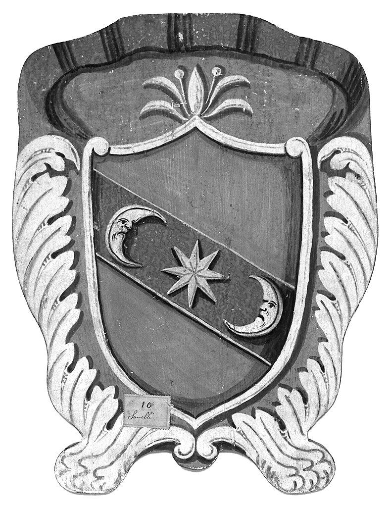 stemma gentilizio della famiglia Sanelli (dipinto, elemento d'insieme) - ambito senese (sec. XIX)