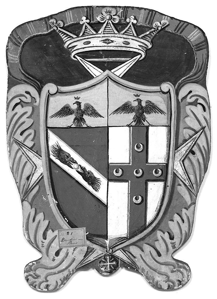 stemma gentilizio della famiglia Bandini Piccolomini (dipinto, elemento d'insieme) - ambito senese (ultimo quarto sec. XIX)