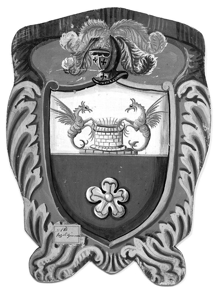 stemma gentilizio della famiglia Pozzuoli (dipinto, elemento d'insieme) - ambito senese (sec. XIX)