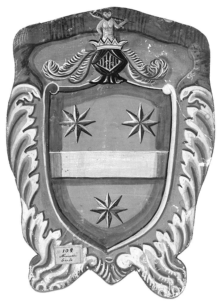stemma gentilizio della famiglia Minucci (dipinto, elemento d'insieme) - ambito senese (sec. XIX)