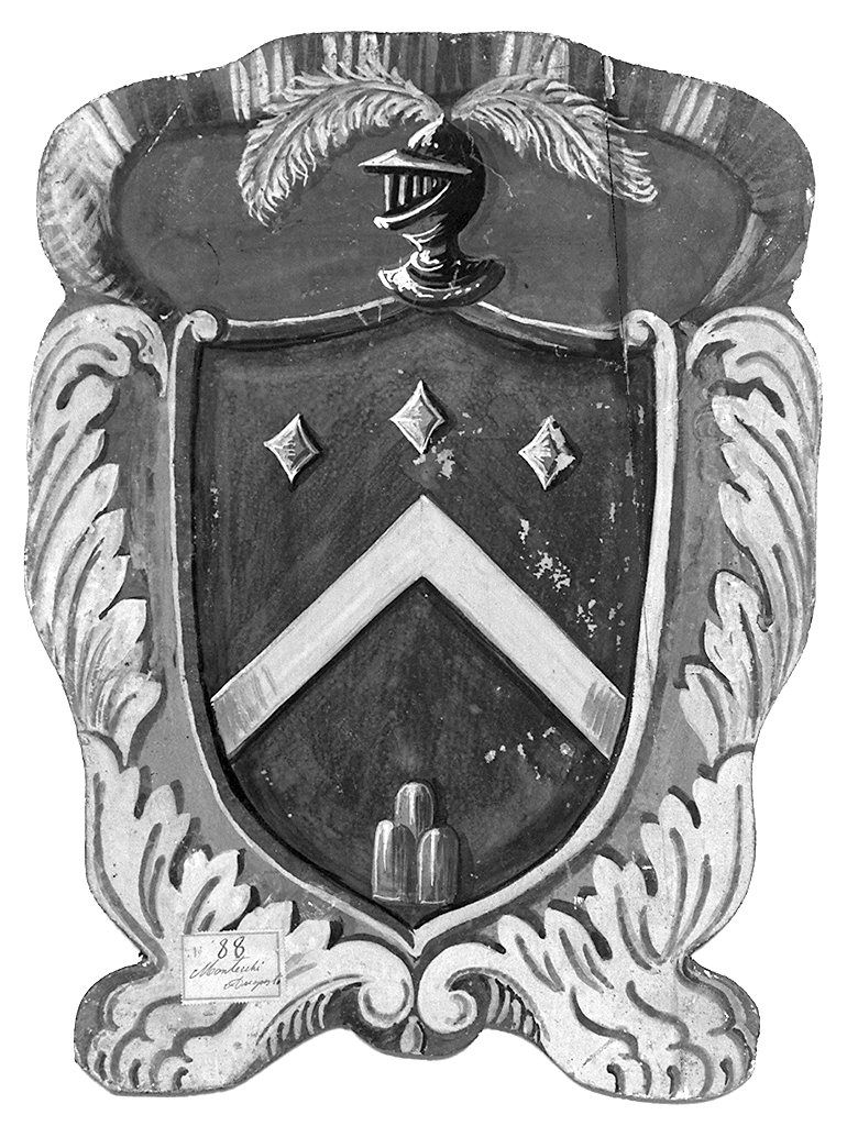 stemma gentilizio della famiglia Montecchi (dipinto, elemento d'insieme) - ambito senese (sec. XX)