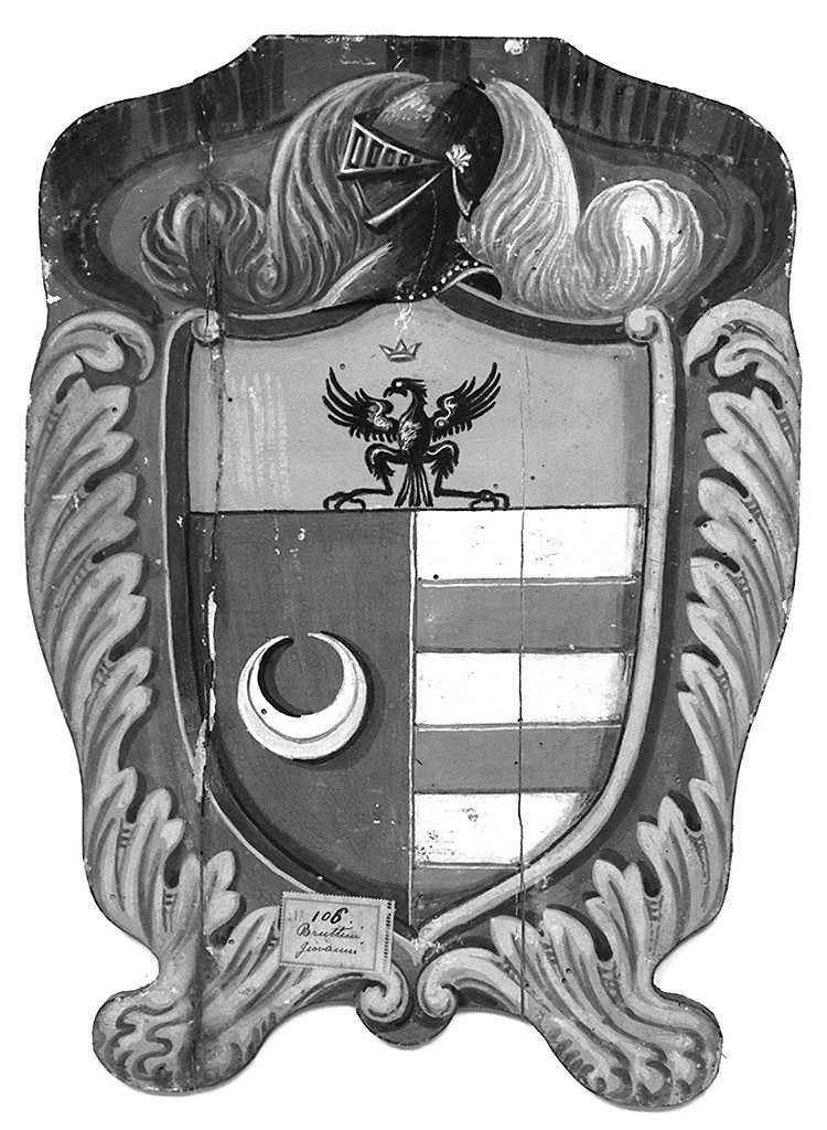 stemma gentilizio della famiglia Bruttini (dipinto, elemento d'insieme) - ambito senese (sec. XIX)