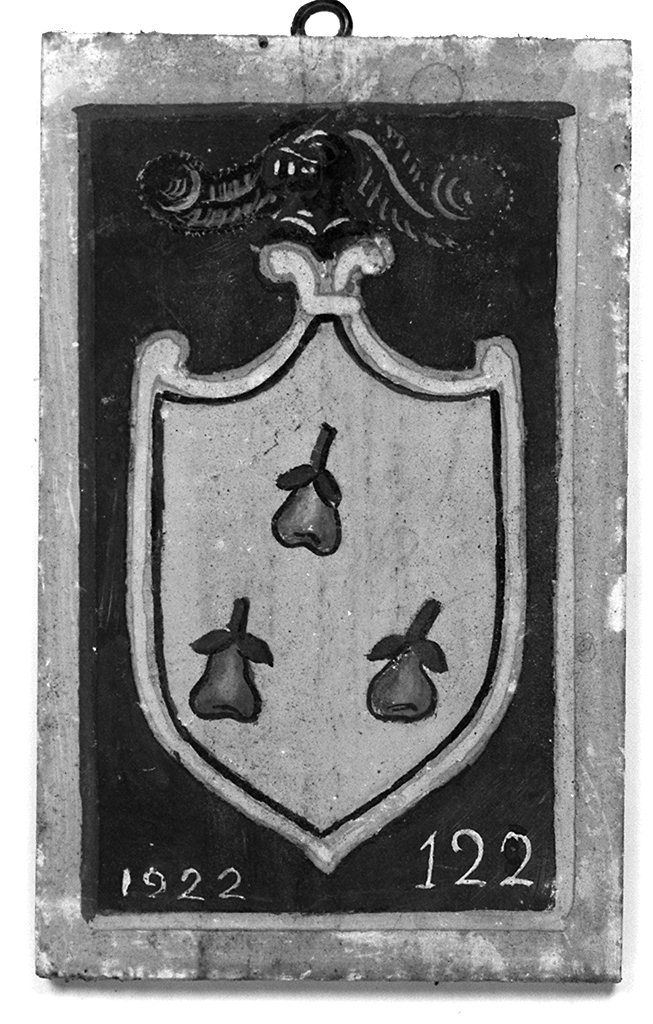 stemma gentilizio della famiglia Marrugani (dipinto, elemento d'insieme) - ambito senese (sec. XX)