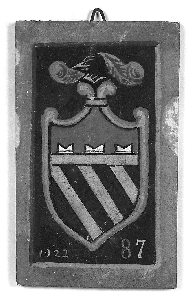 stemma gentilizio della famiglia Roccatelli (dipinto, elemento d'insieme) - ambito senese (sec. XX)