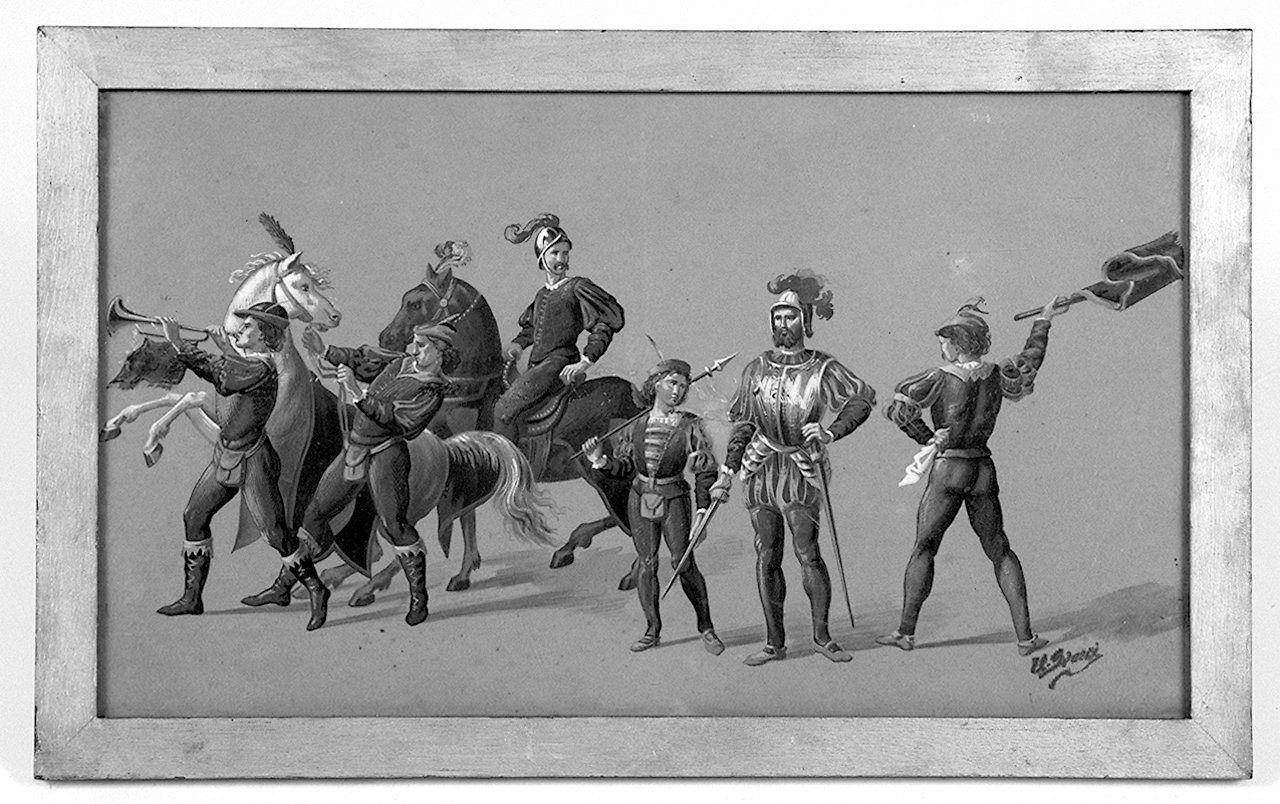 comparsa della contrada del Nicchio (dipinto) - ambito senese (sec. XIX)