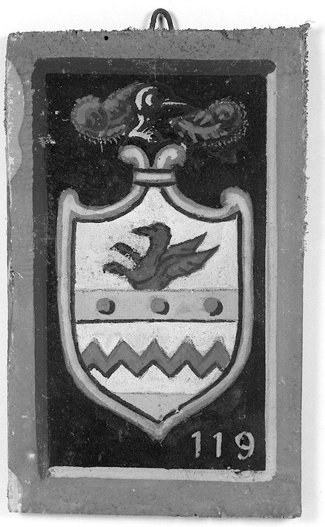 stemma gentilizio della famiglia Rusci (dipinto, elemento d'insieme) - ambito senese (sec. XX)