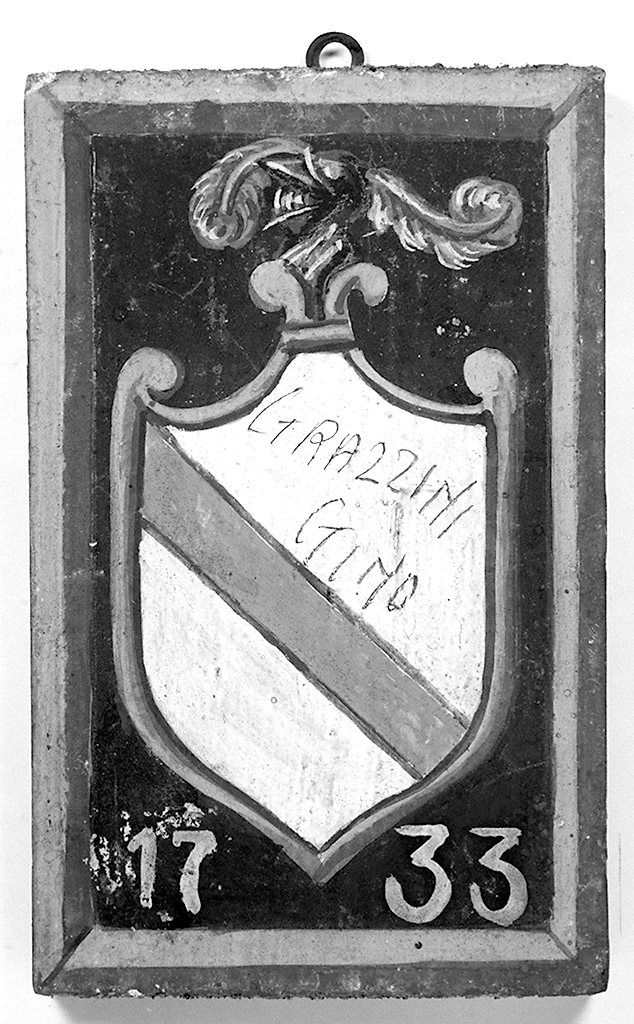 stemma gentilizio della famiglia Bacchini (dipinto, elemento d'insieme) - ambito senese (sec. XX)