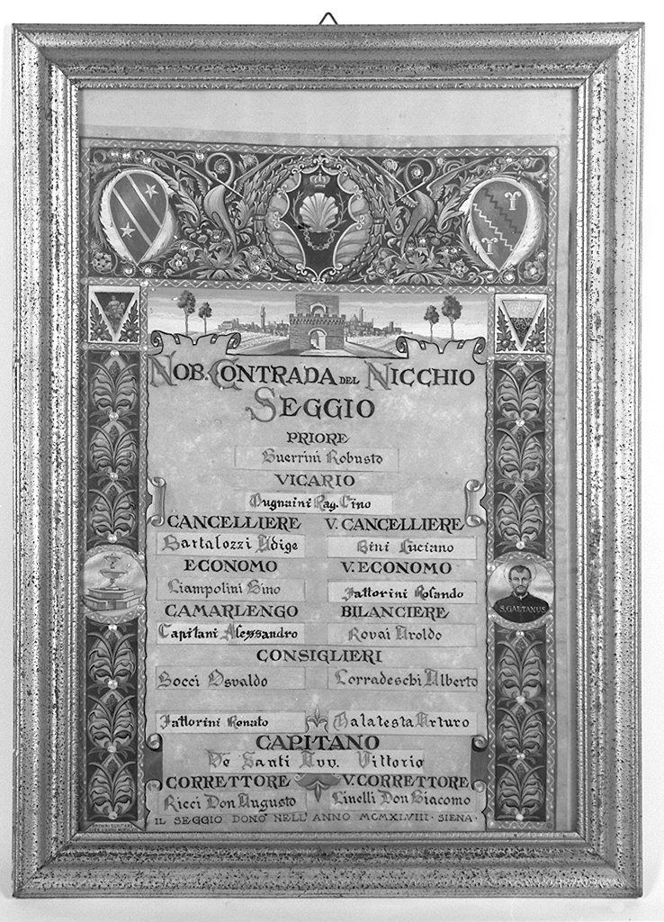 busto di San Gaetano da Thiene e fonte dei Pispini (dipinto) di Anichini Gualtiero (sec. XX)