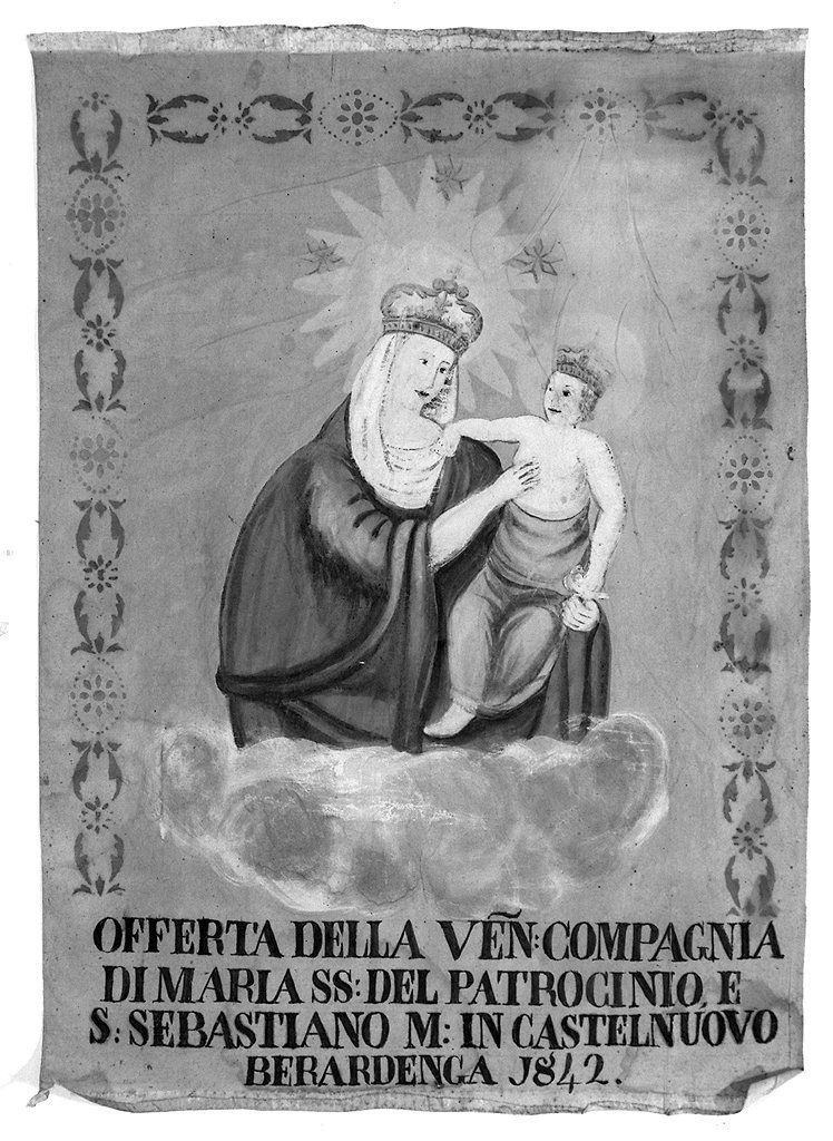 Madonna con Bambino (stendardo, elemento d'insieme) - ambito senese (sec. XIX)