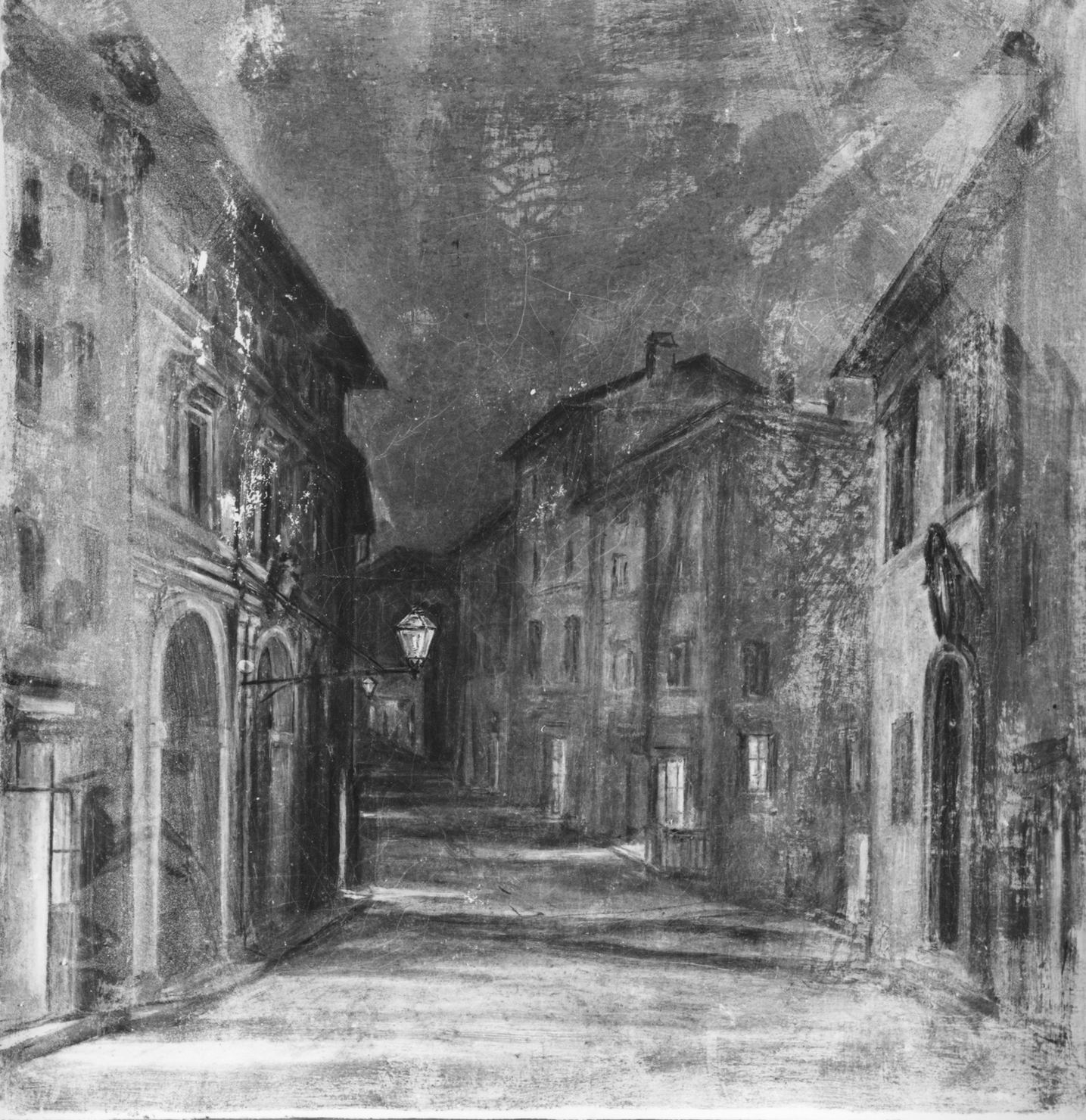 veduta di piazza delle Erbe a Montepulciano (dipinto) di Rossi Ranieri (sec. XIX)