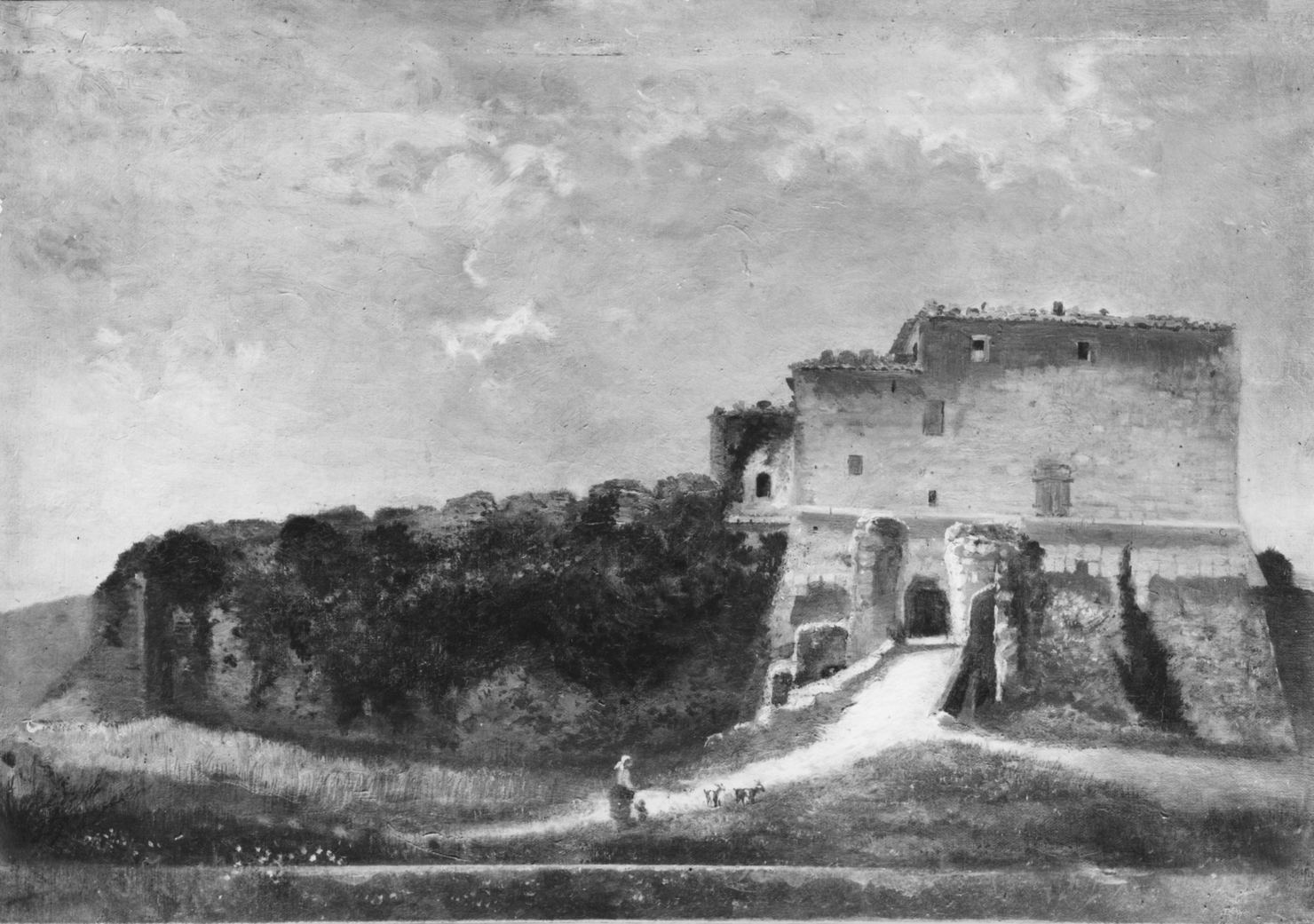 veduta della Fortezza di Montepulciano (dipinto) di Zecchi Italiano (sec. XIX)