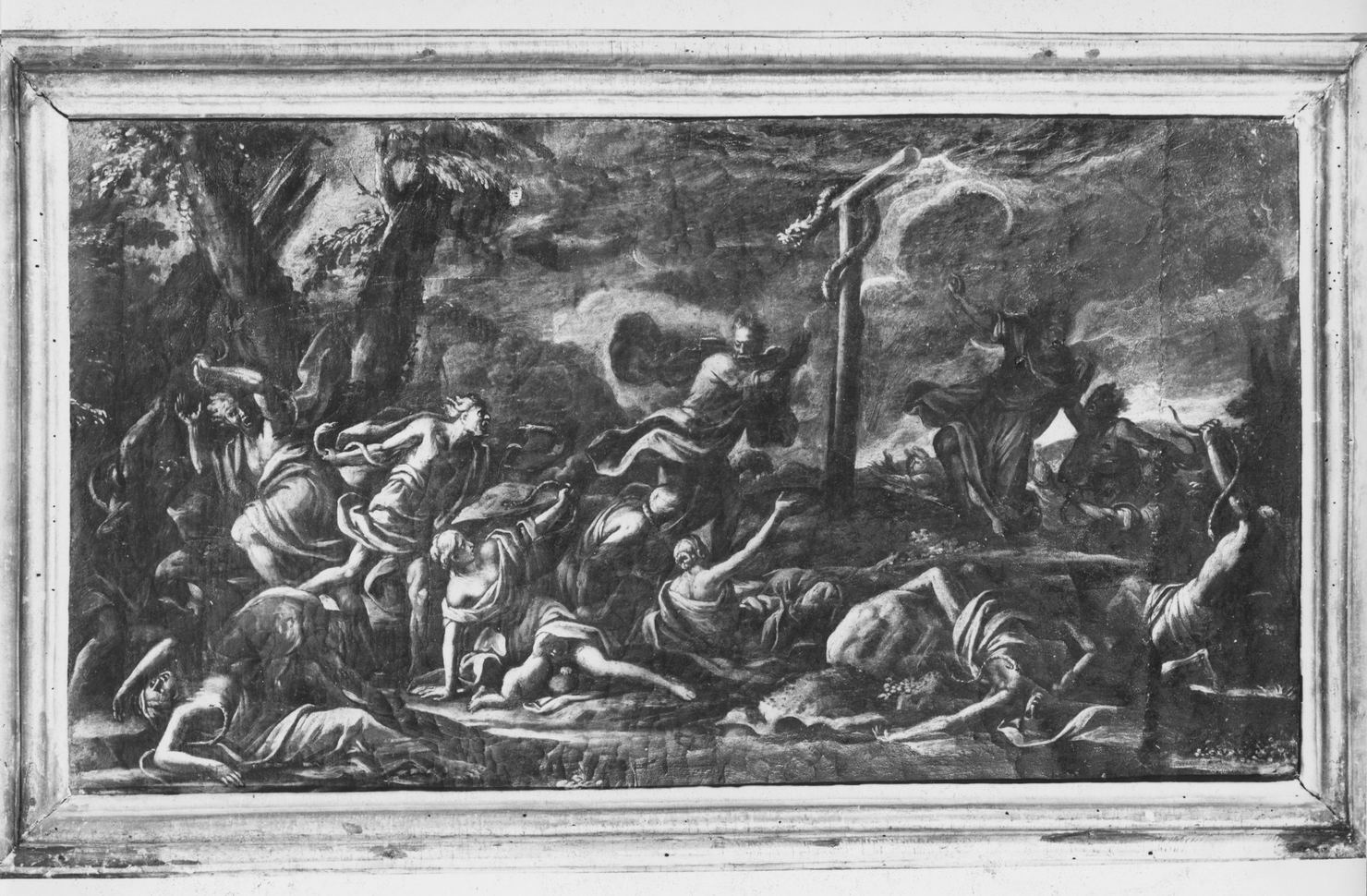 Mosè che fa innalzare il serpente di bronzo, Mosè e il serpente di bronzo (dipinto) - ambito italiano (sec. XVII)