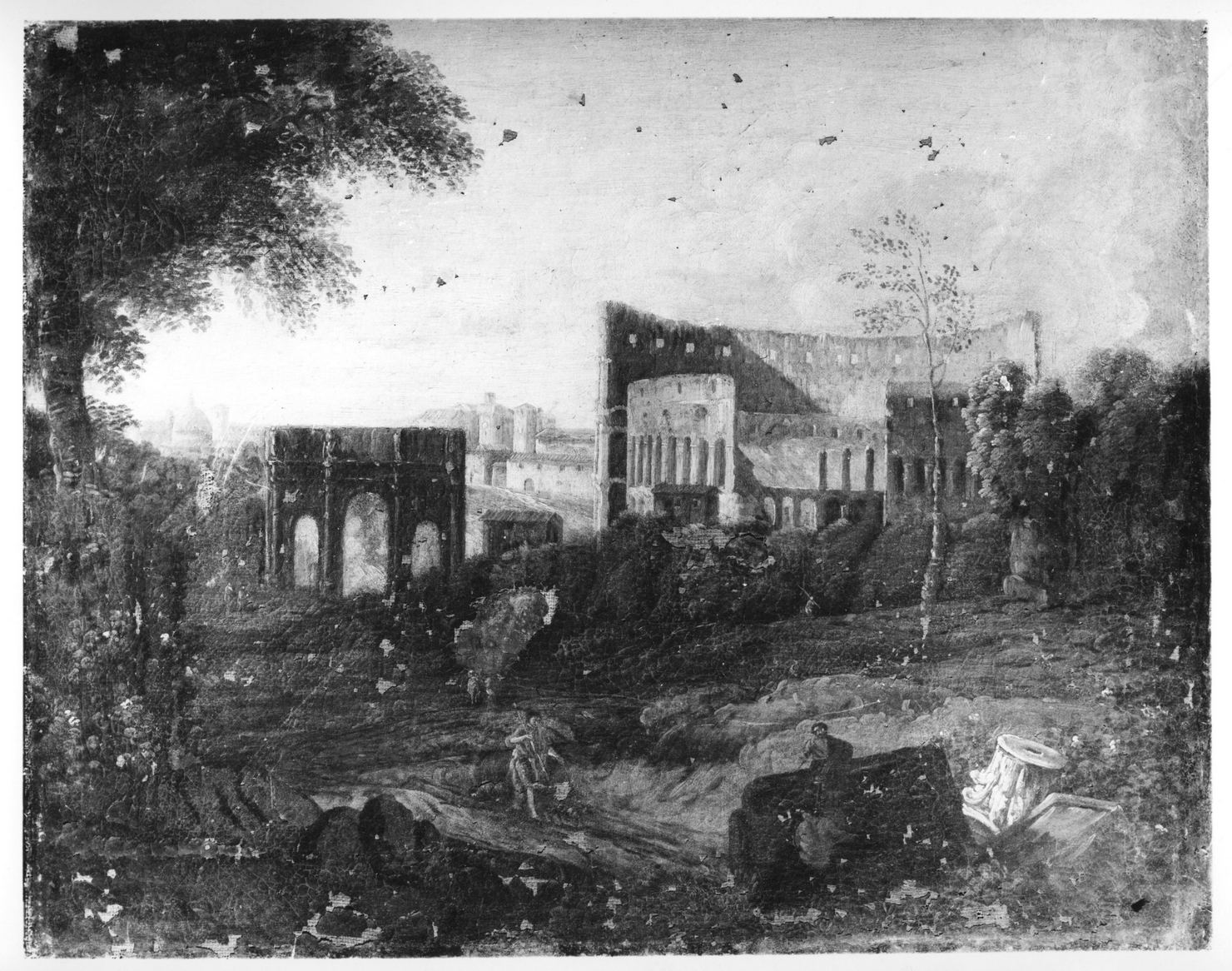 paesaggio con rovine (dipinto) di Dughet Gaspard detto Pussino (maniera) (sec. XVII)