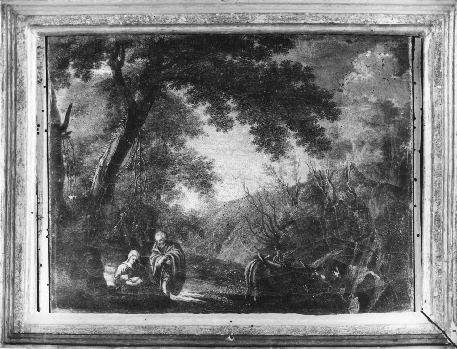 riposo nella fuga in Egitto (dipinto) di Dughet Gaspard detto Pussino (maniera) (sec. XVII)