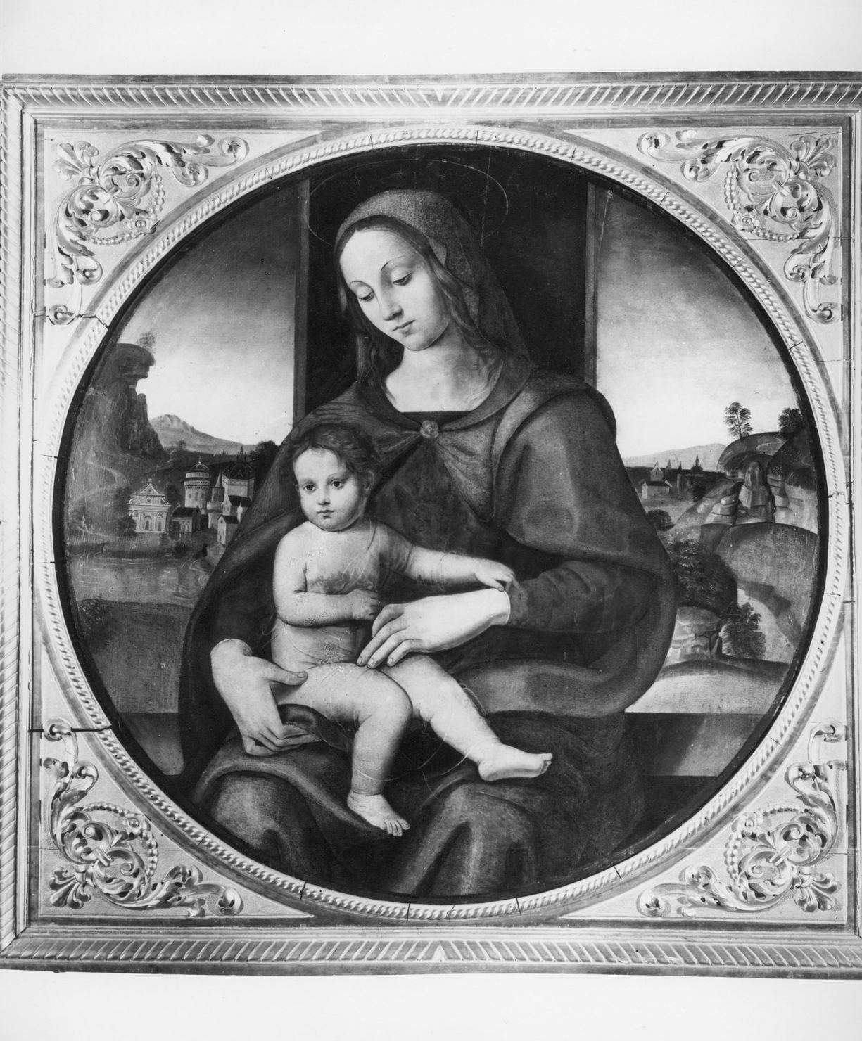 Madonna con Bambino (dipinto) di Carli Raffaello dei detto Raffaellino del Garbo (bottega) (primo quarto sec. XVI)