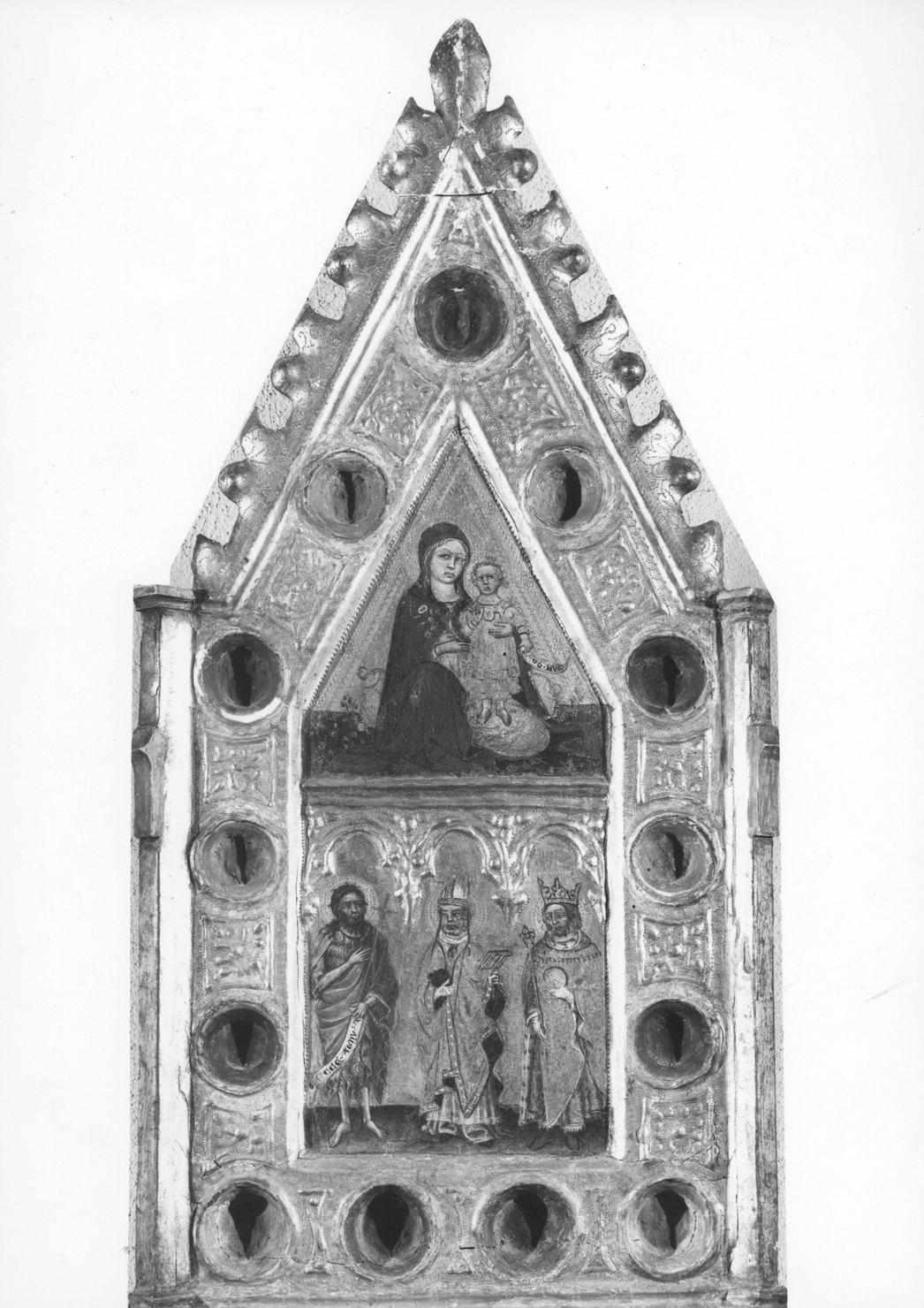 Madonna dell'Umiltà, sSn Giovanni Battista, San Biagio e Santo re (dipinto) di Cristoforo di Bindaccio detto Malarba (attribuito) (sec. XIV)