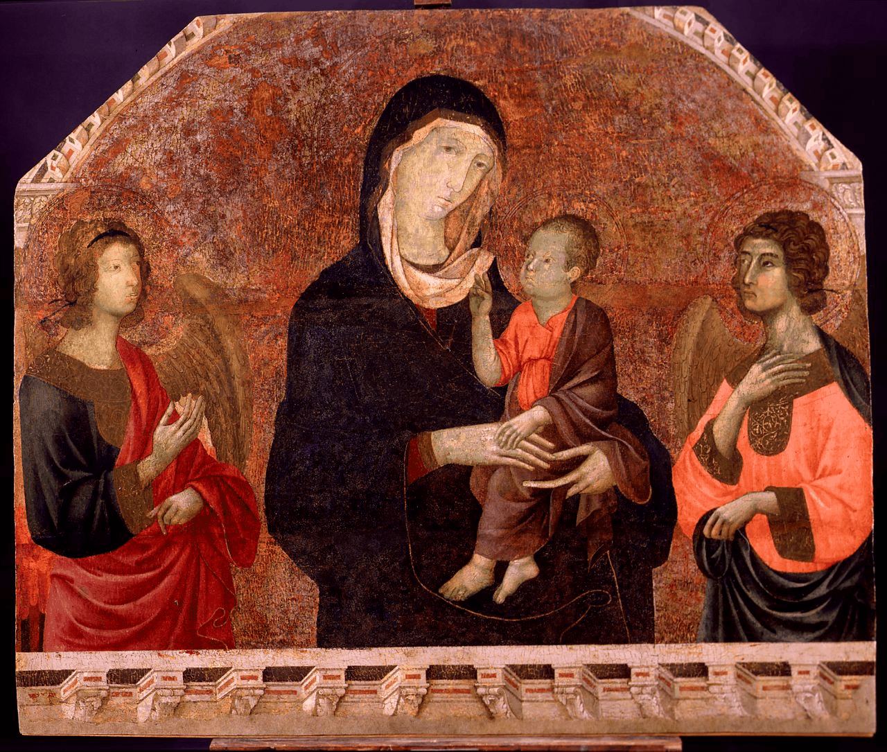 Madonna con Bambino e angeli (dipinto) di Maestro di Badia a Isola (attribuito) (sec. XIV)