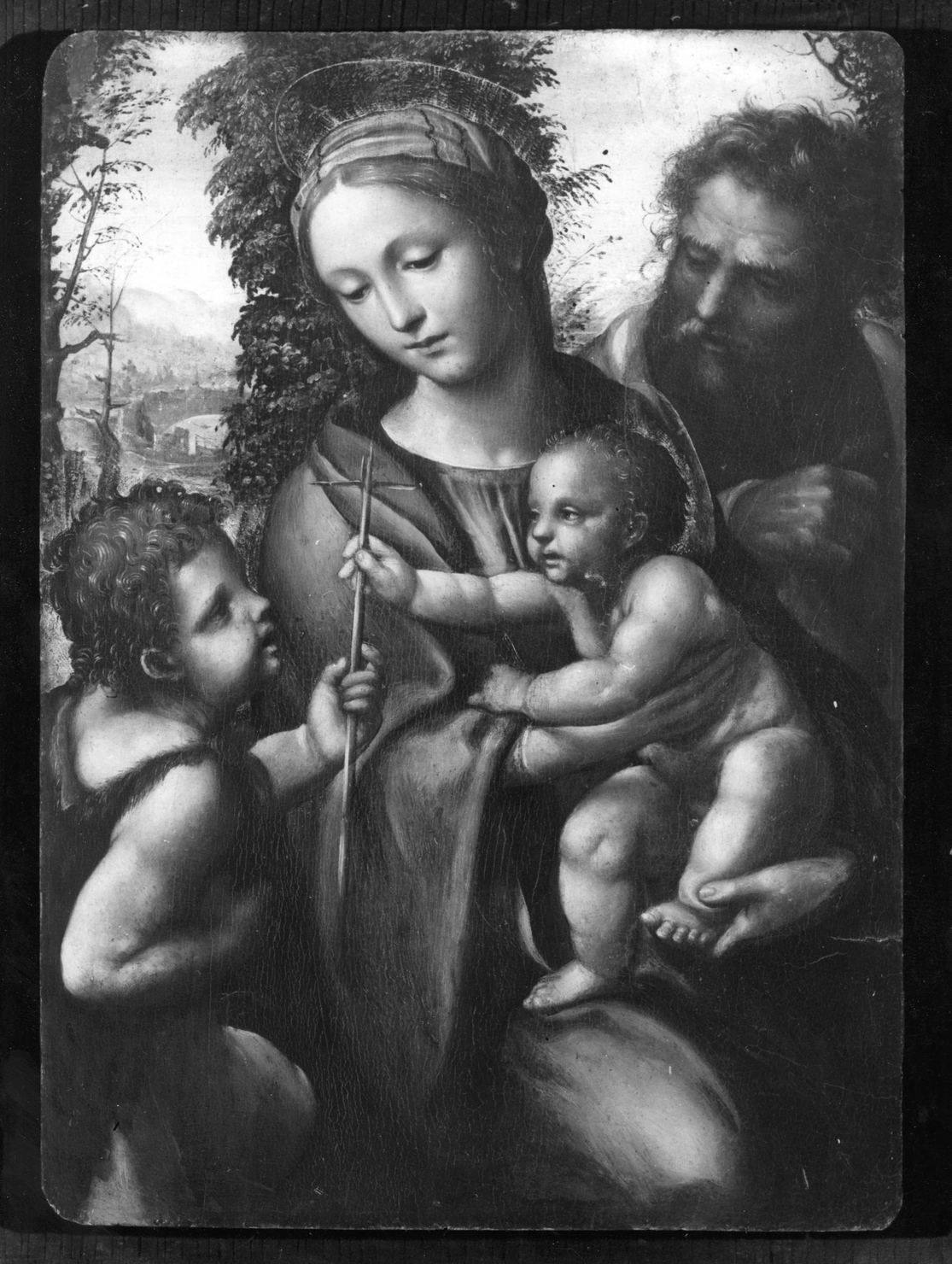 Sacra Famiglia con San Giovanni Battista bambino (dipinto) di Bazzi Giovanni Antonio detto Sodoma (sec. XVI)