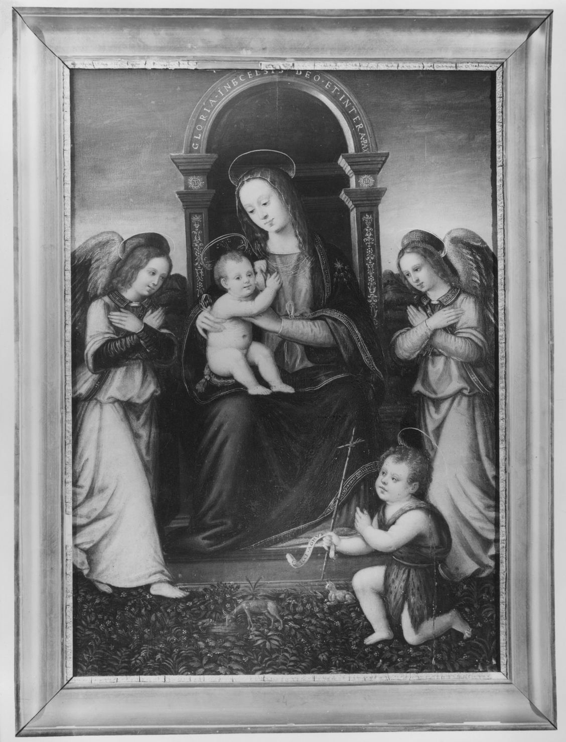 Madonna con Bambino e San Giovannino (dipinto) di Sogliani Giovanni Antonio (bottega) (sec. XVI)