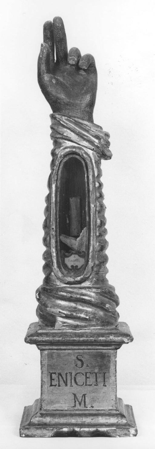 reliquiario antropomorfo - a braccio, serie - bottega senese (prima metà sec. XVIII)