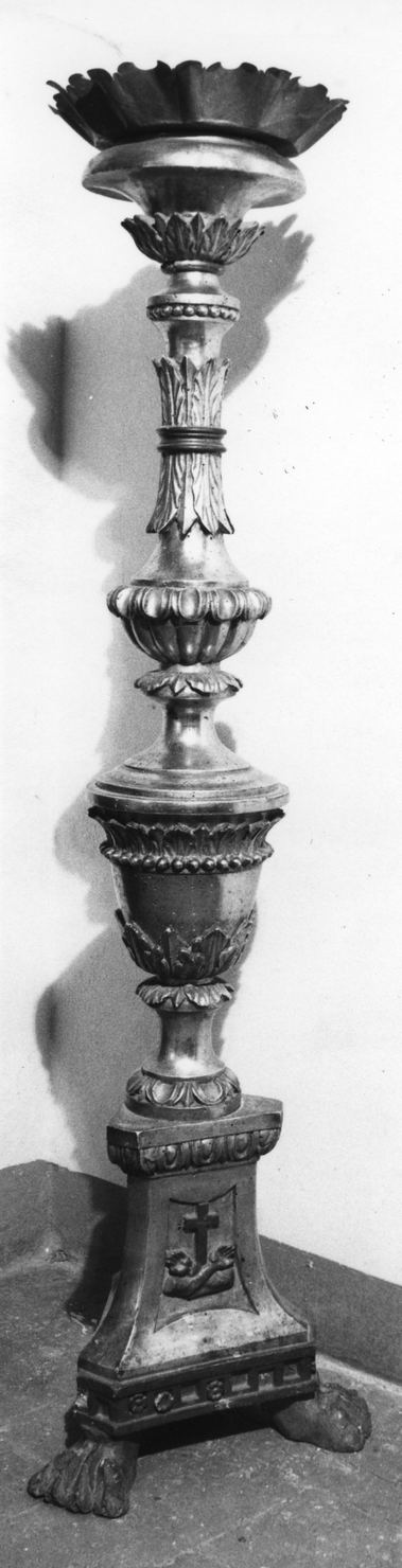 candeliere d'altare, serie - bottega senese (primo quarto sec. XIX)