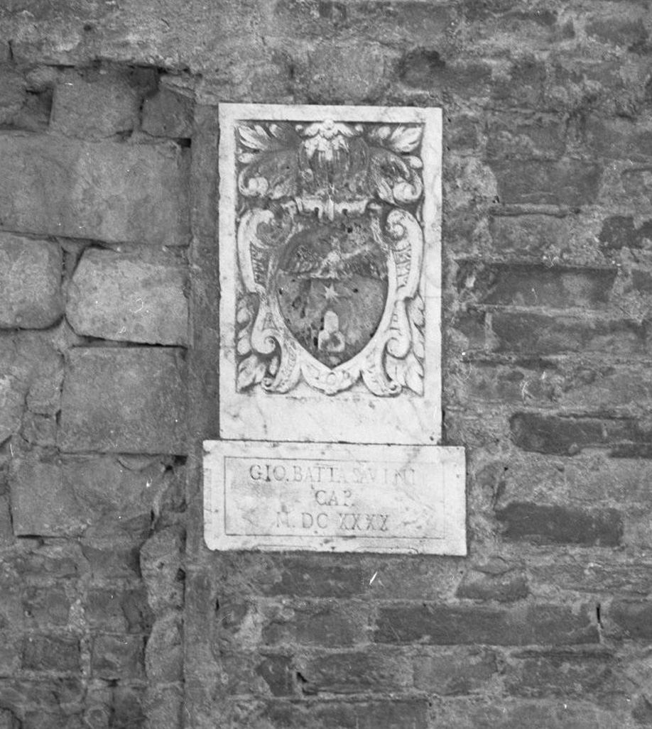 stemma gentilizio della famiglia Savini (rilievo, elemento d'insieme) - bottega toscana (sec. XVII)