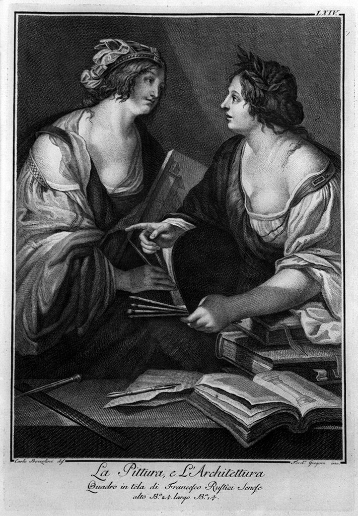 Pittura e Architettura (stampa, elemento d'insieme) di Gregori Ferdinando, Bozzolini Carlo (sec. XVIII)