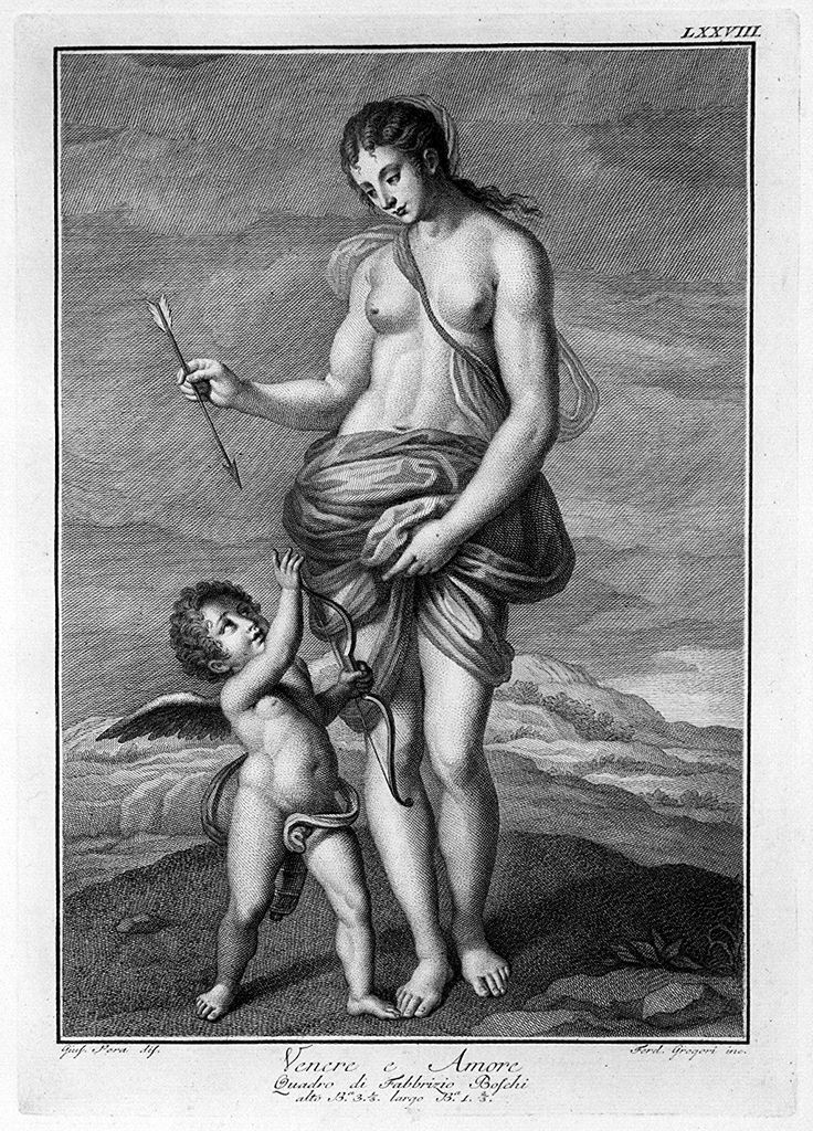 Venere gioca con Cupido (stampa, elemento d'insieme) di Gregori Ferdinando, Pera Giuseppe (sec. XVIII)