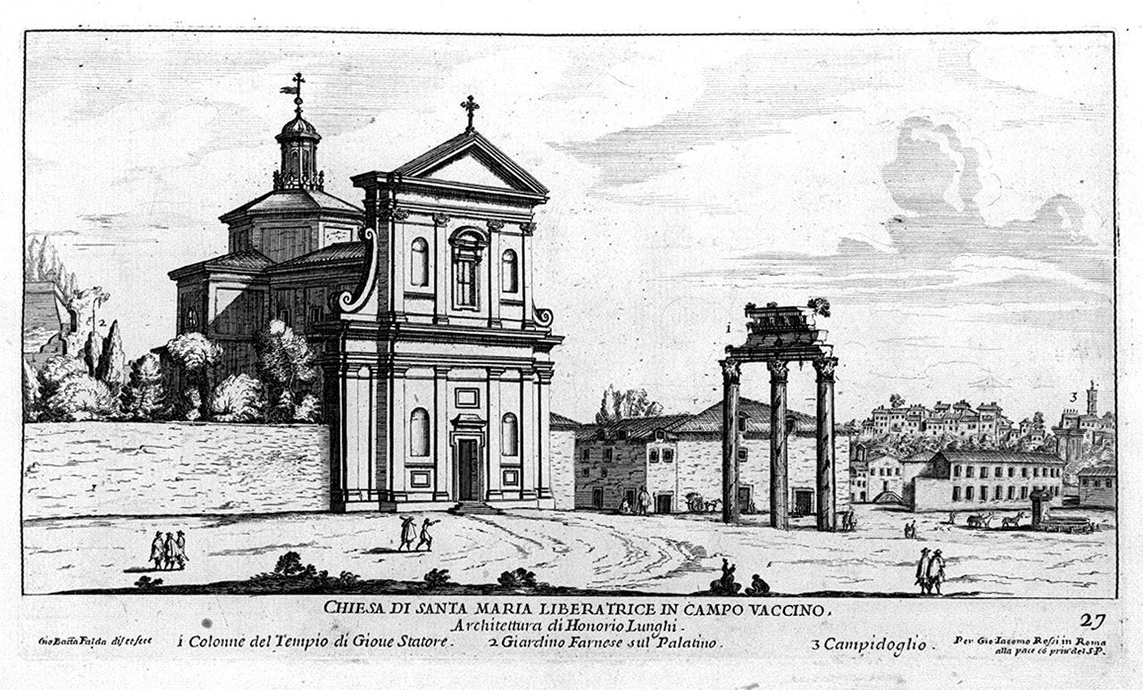 veduta della chiesa di Santa Maria Liberatrice a Roma (stampa, elemento d'insieme) di Falda Giovan Battista (sec. XVII)