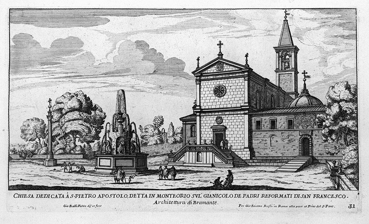 veduta della chiesa di San Pietro in Montorio a Roma (stampa, elemento d'insieme) di Falda Giovan Battista (sec. XVII)