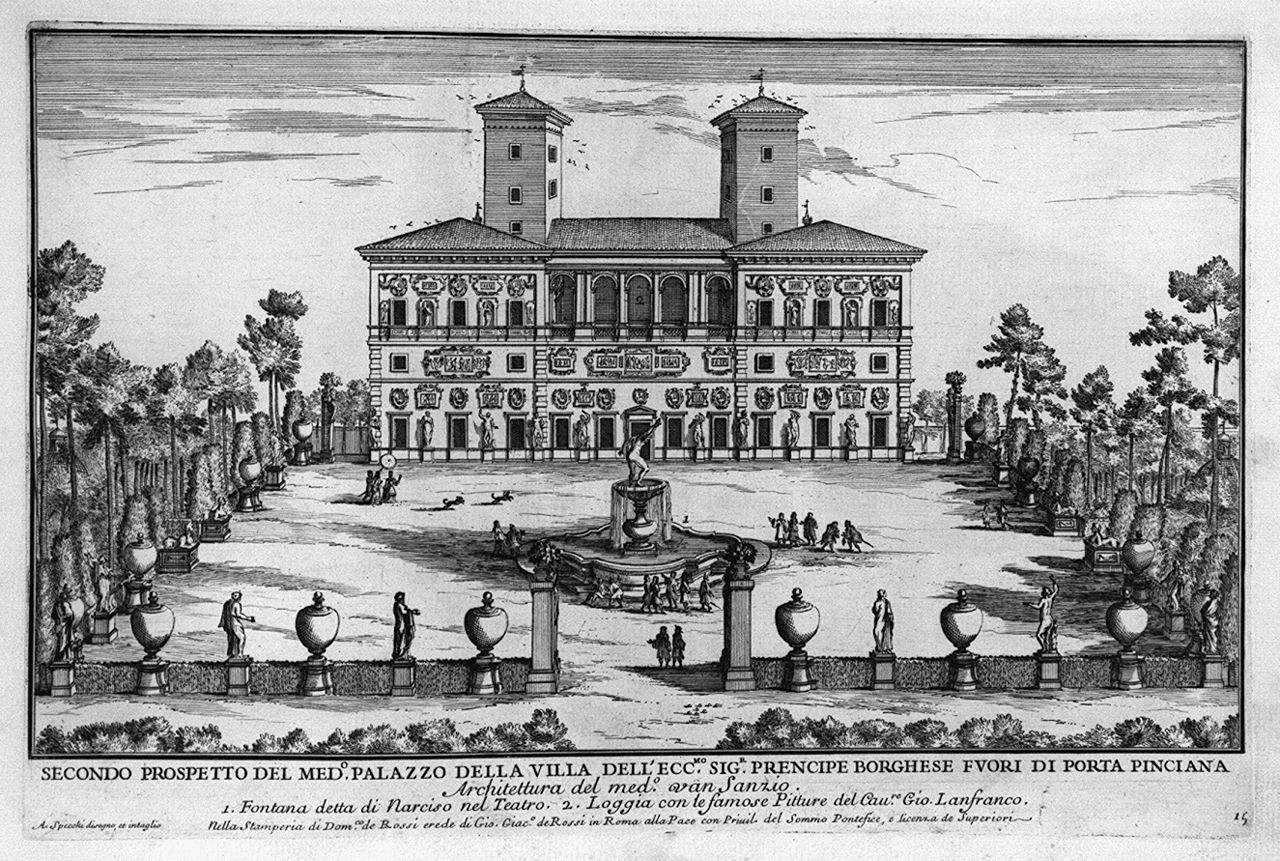 veduta della facciata posteriore di villa Borghese a Roma (stampa, elemento d'insieme) di Specchi Alessandro (sec. XVII)