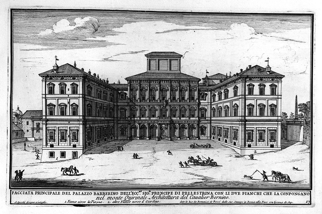 veduta di palazzo Barberini a Roma (stampa, elemento d'insieme) di Specchi Alessandro (sec. XVII)
