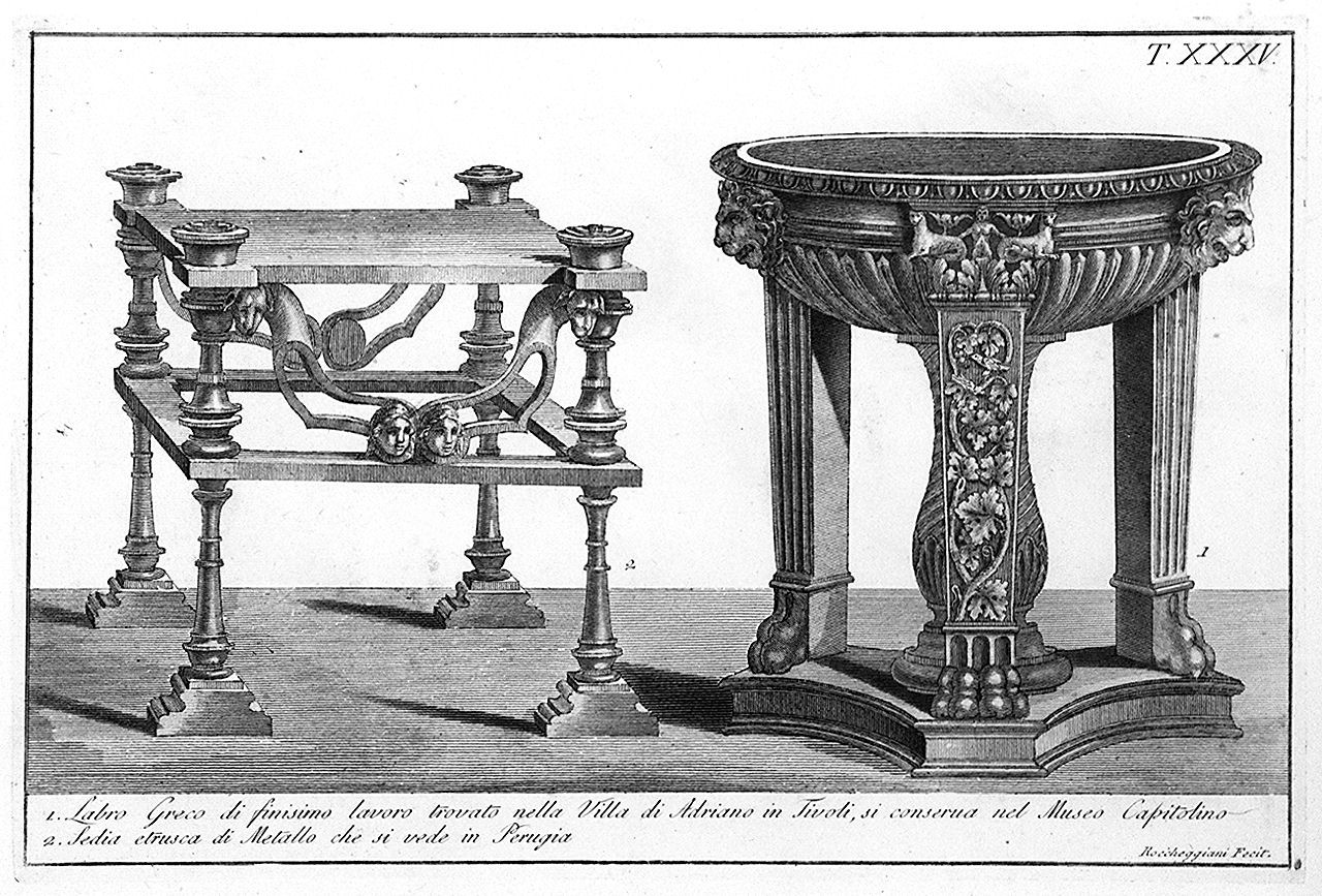 antichità egizie, etrusche, greche e romane (stampa, elemento d'insieme) di Roccheggiani Lorenzo (secc. XVIII/ XIX)