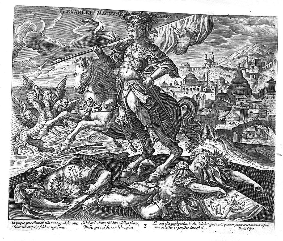 Alessandro Magno vittorioso nel campo nemico (stampa, elemento d'insieme) di Collaert Adriaen, Vos Marten de (sec. XVII)