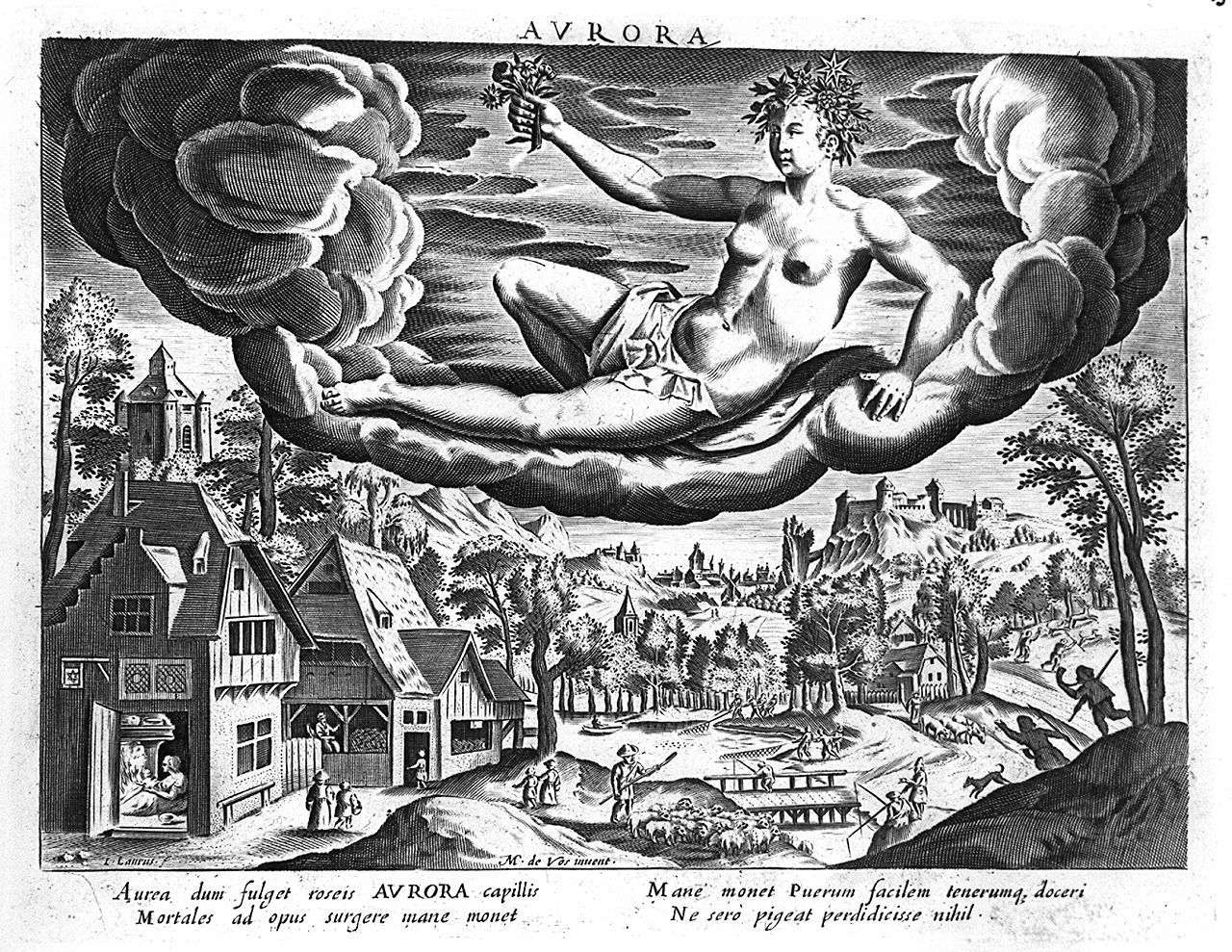 allegoria dell'aurora (stampa, elemento d'insieme) di Lauro Jacopo, Vos Marten de (seconda metà sec. XVII)