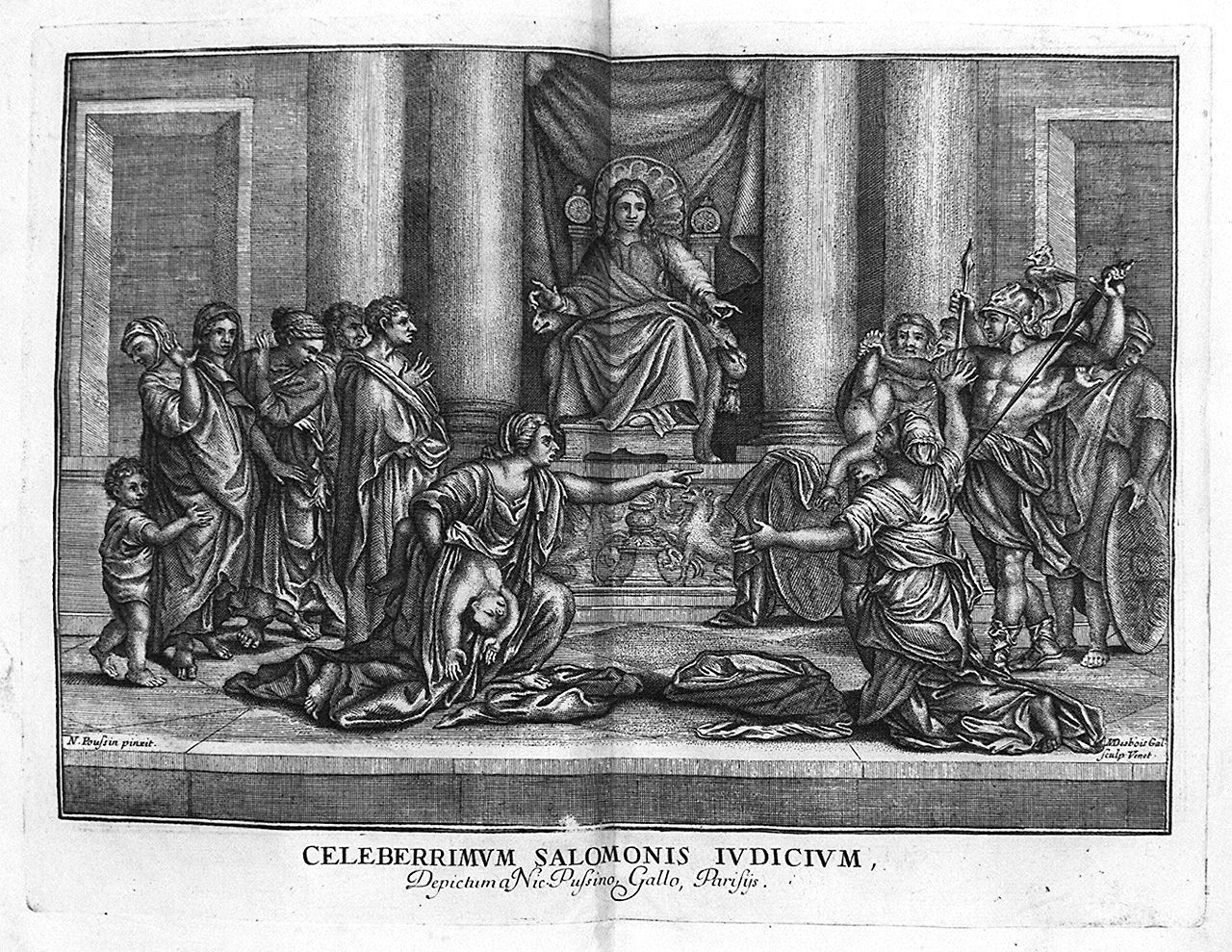 giudizio di Salomone (stampa, elemento d'insieme) di Desbois Martial, Poussin Nicolas (sec. XVII)