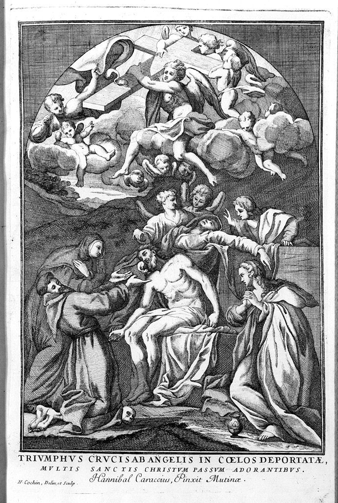 Cristo in pietà (stampa, elemento d'insieme) di Cochin Noel, Carracci Annibale (sec. XVII)