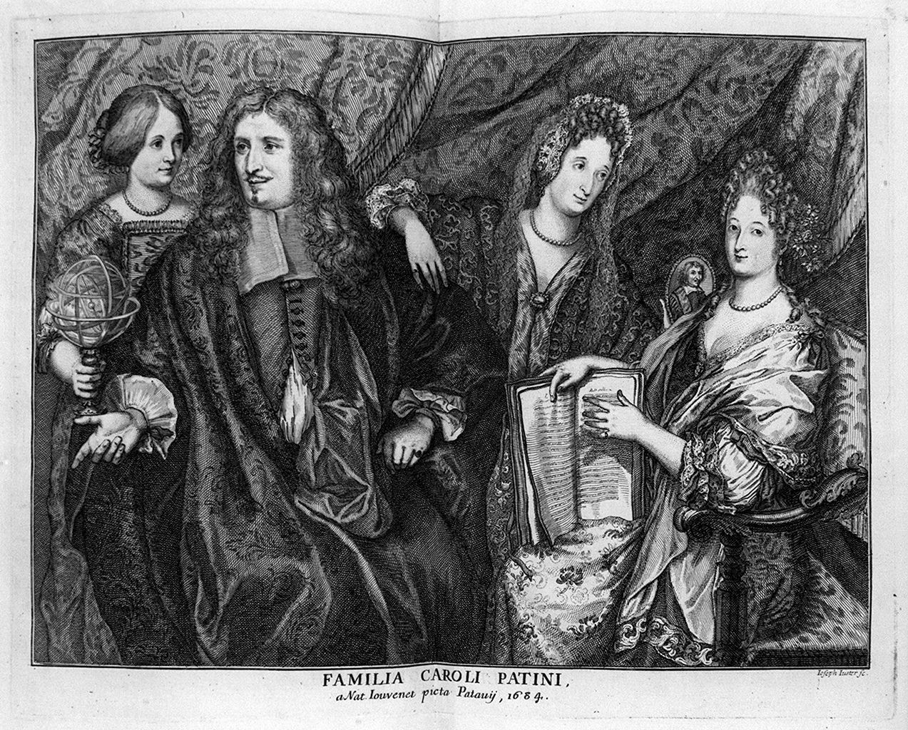 ritratto di Charles Patin e della sua famiglia (stampa, elemento d'insieme) di Juster Joseph, Jouvenet Noel (sec. XVII)